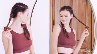 Amazing horny girl Kinsley White plays with her tits and wet pussy