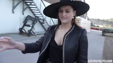 Fucking slutty prostitute in witch costume at street party