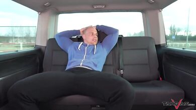 Redhead Jessica rides cock in Takevan