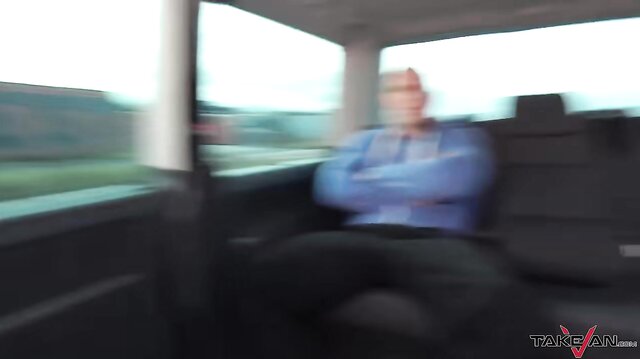 Redhead Jessica rides cock in Takevan