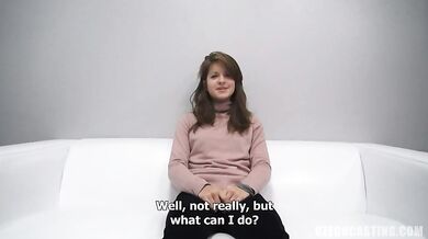 Petite girl Dominika masturbates on Czech Casting