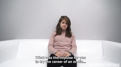 Petite girl Dominika masturbates on Czech Casting