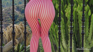 Leona Mia plays with herself outdoors