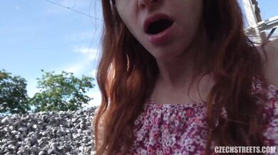 Outdoor POV fuck with a redhead girl