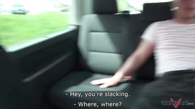 Hot busty brunette fucked in van