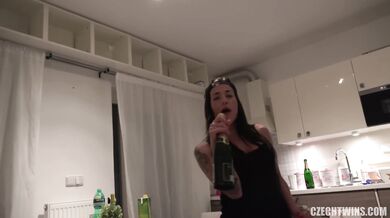 Twins Eveline and Silvia Dellai in homemade threesome