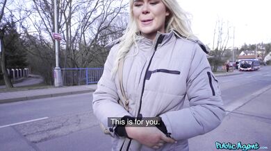 Public Agent - Curvy British blonde with blue eyes fucks my friend