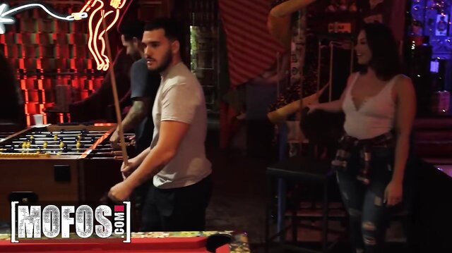 MOFOS - Foosball turns into public fucking between Mandy Waters and Victor Ray at bar