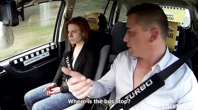 Quickie with redhead Rita Sinclair in a taxi