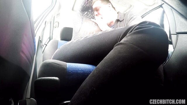 Slut Jessica Red fucks fat guy in the car