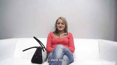 Amateur blonde at casting