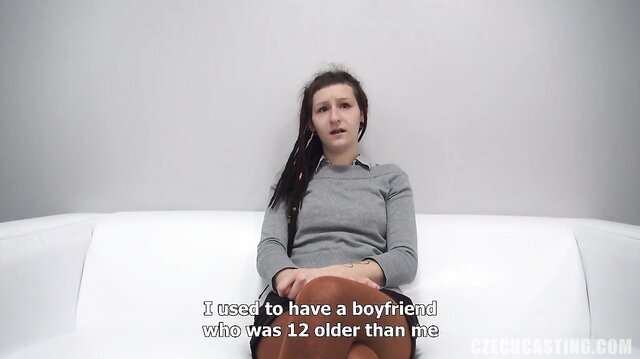 21-year-old amateur Eva with dreadlocks at casting