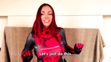 Biuściasta ruda Deadpool rucha Wolverine'a