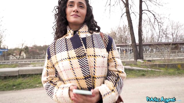 Public Agent fucks curly street girl Milla Ferrazzo for money