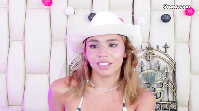 Horny petite girl teases her pussy with vibrator