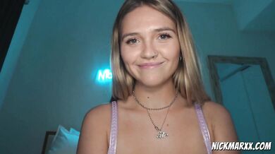 Angie Faith with big natural saggy tits plays with big black cock