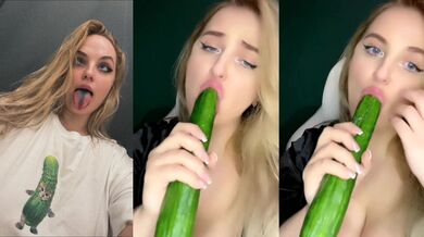 Big Russian whore sucking cucumbers - TANGO LIVE