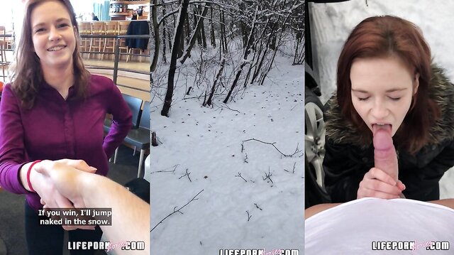 Sophia Traxler fucks outside in the winter