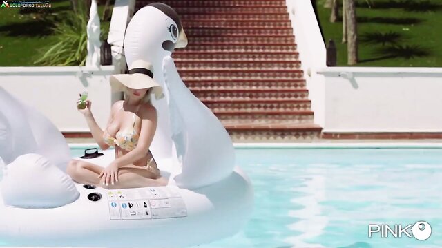 Italian Marica Chanel enjoys two cocks on vacation