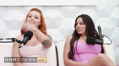 BRAZZERS - Hot Trio Luna Star, Sinatra Monroe & Ricky Finish The Podcast & The Couch For A Steamy 3some