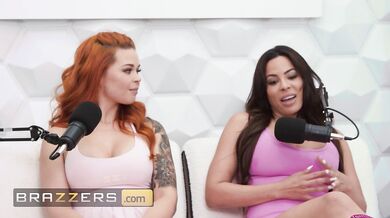 BRAZZERS - Hot Trio Luna Star, Sinatra Monroe & Ricky Finish The Podcast & The Couch For A Steamy 3some