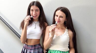 The guys couldn't resist when we took off our panties in a cafe and put plugs in our asses