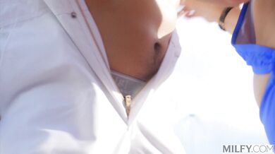 Curvy MILF Rides Studs Cock Poolside