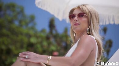 Busty Blonde MILF Laura Bentley Can't Resist Pool Boy's Thick Cock