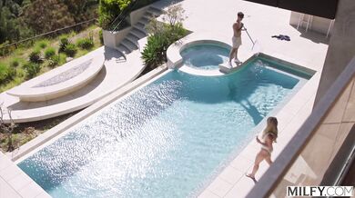 Busty Blonde MILF Laura Bentley Can't Resist Pool Boy's Thick Cock