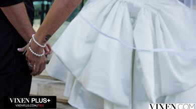 Blonde bride Addison Vodka can't get enough of Dan Damage's thick cock in her tight pussy